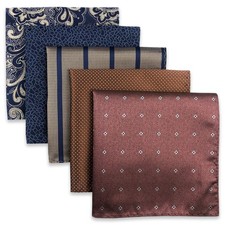 SHLAX WING 5 Pieces Assorted Mens Silk Pocket Square Handkerchiefs Set Set53