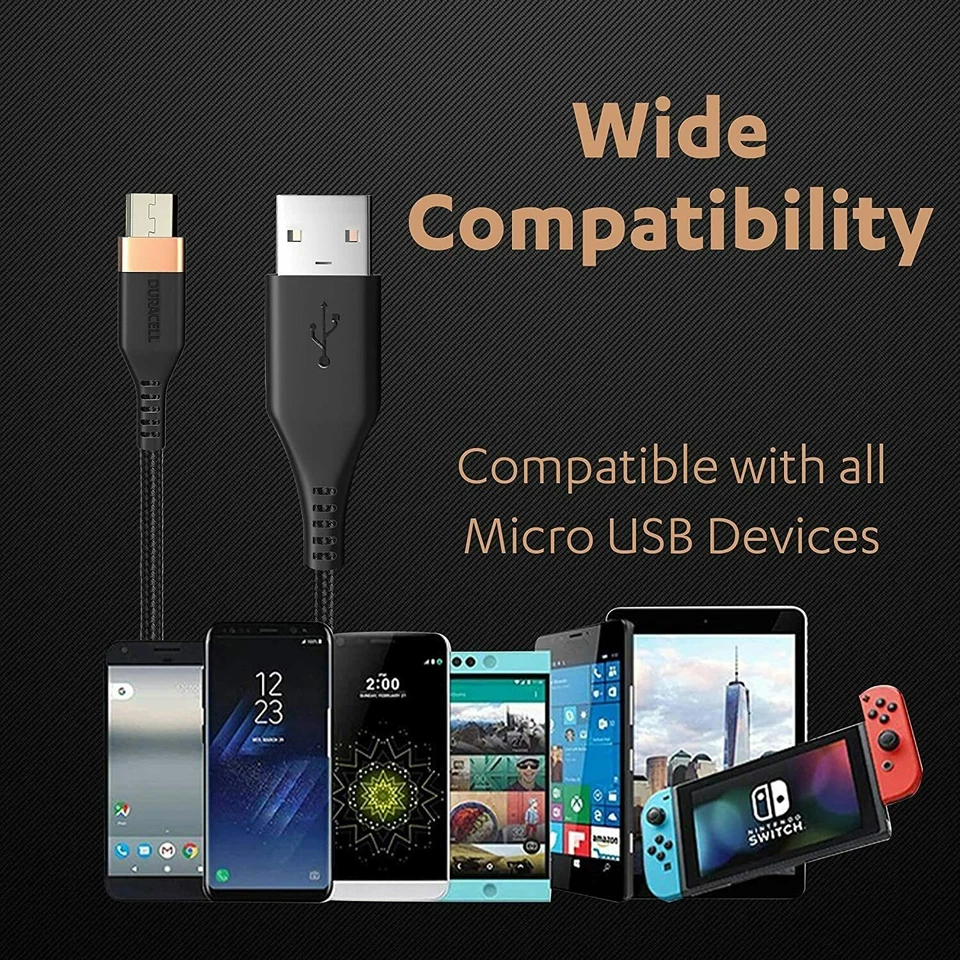 DURACELL USB-A To Micro V8 1.2M braided Sync & Fast Charge Cable - Free Ship - Image 2 of 4
