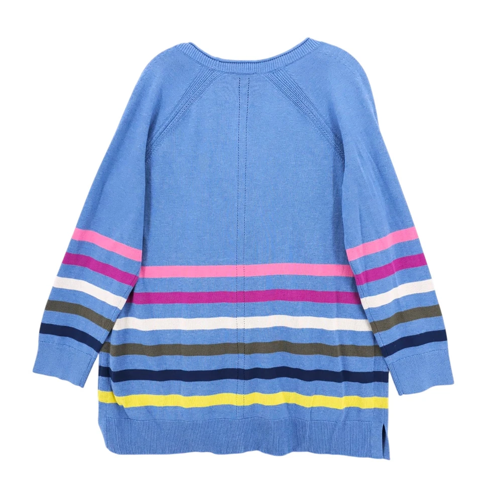 TALBOTS Blue Striped Cardigan Cotton Rayon Blend EUC Size 1X - Image 3 of 4