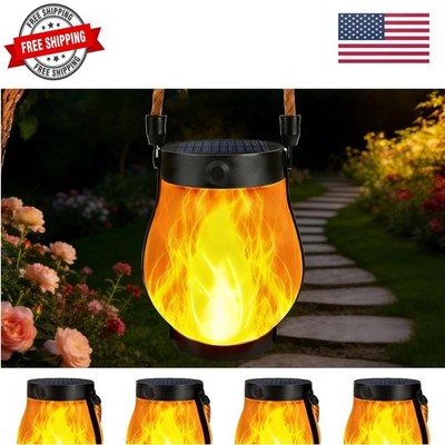 4 Pack Solar Lanterns Outdoor Waterproof, Flickering Flame Hanging Lanterns D...
