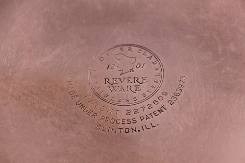 Vtg Pre 1968 Double Ring Revere Ware Copper Bottom 10" Skillet + Lid Clinton Ill - Picture 8 of 12