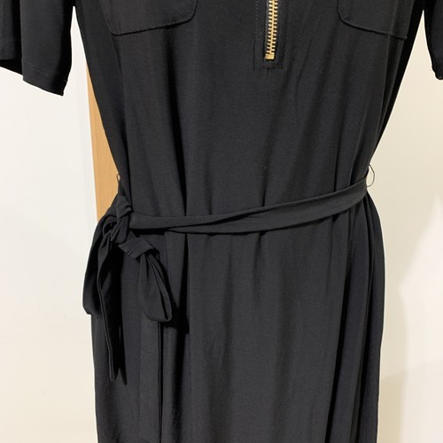 Anne Klein Shirt Dress Size 10 Black Knee Length Half Zip Stretch Workwear - Picture 3 of 9