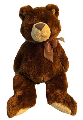 GANZ 18 inch Teddy Bear Plush Sparkly Brown with Ribbon Stuffed Animal Toy