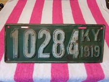 1919 Kentucky License Plate