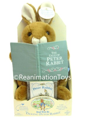 Vintage Beatrix Potter Talking Peter Rabbit Reading Plush Toy & Book New Sealed