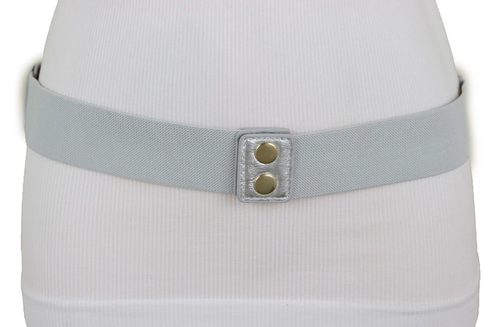 Mujeres Plateado Imitación Cuero Correa Elástica Cinturón Dorado Metal Flecha Dije Ajuste Talla S M Foto 4 de 4