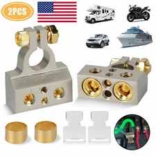 2pcs 0/2/4 or 8/10 Gauge Positive Negative Car Battery Terminal Clamp Connectors