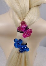 RED pink ELASTIC PONYTAIL HOLDER JUMBO BEADS GIRL HAIR SCRUNCHIE KNOCKER BALL