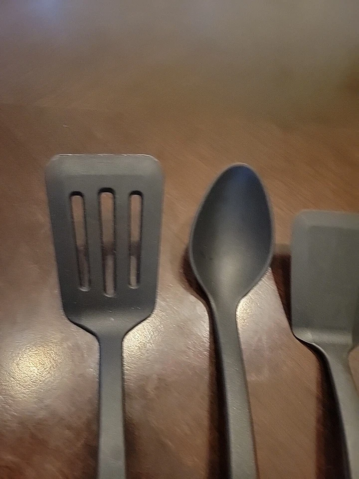 3 pc Farberware Solid Slotted Spatula Turner Flipper Spoon Black Nylon Plastic - Image 2 of 4