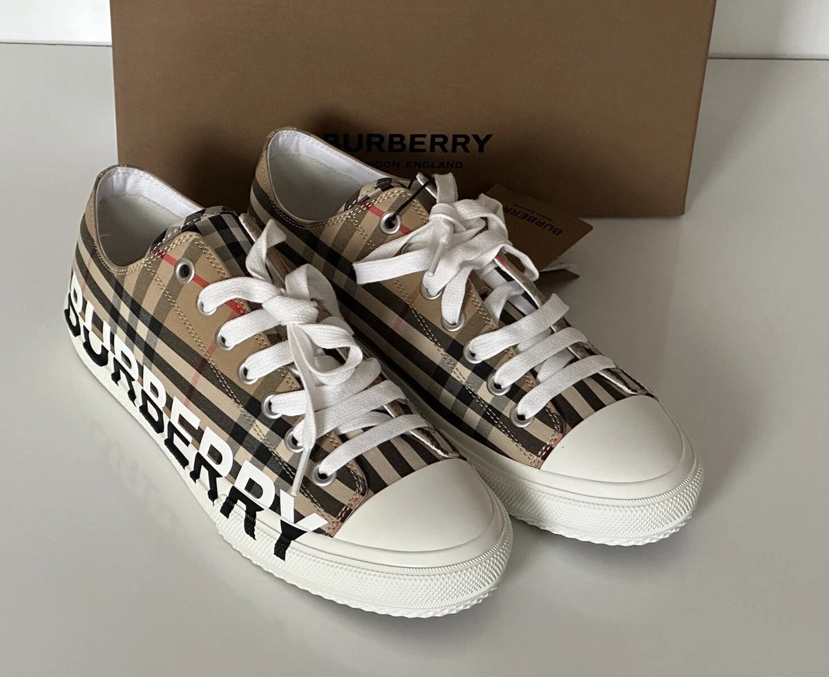 NIB Burberry Larkhall Logo Women's Archive Beige Sneakers 12 US (42 Eu)  8024301