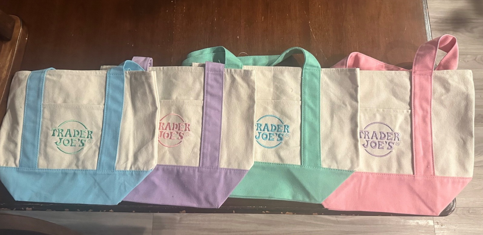 Pastel Easter Mini Tote Bag Trader Joes Collectible in Pink & Purple