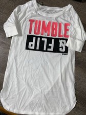 Justice size 14 White tumble flip gymnastics cheer shirt Guc