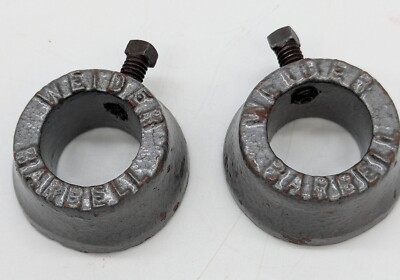 2 Weider Barbell 1'' Bar Inside Collars Pair Screw-Lock