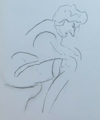 Pencil Drawing on Paper Preliminary Sketch Study for Full Figure P28.7