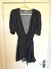 Reformation short black dotty wrap dress L