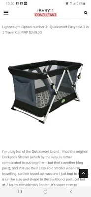 quicksmart travel cot