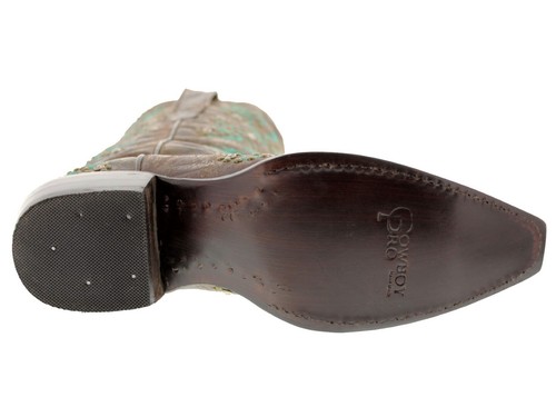 Braune Cowboystiefel echtes Rindsleder Western Distress Leder Nieten Snip - Bild 7 von 7