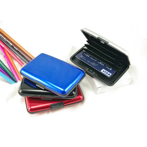 SCHEDE IN ALLUMINIO PORTA CARTE IMPERMEABILE TESSERE RIGIDO PORTAFOGLIO WALLET h - Foto 2 di 8