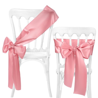 16 Pcs Large Ribbon Bows with Long Pink Tails Pew Aisle Bows Satin Ribbon 6.7...
