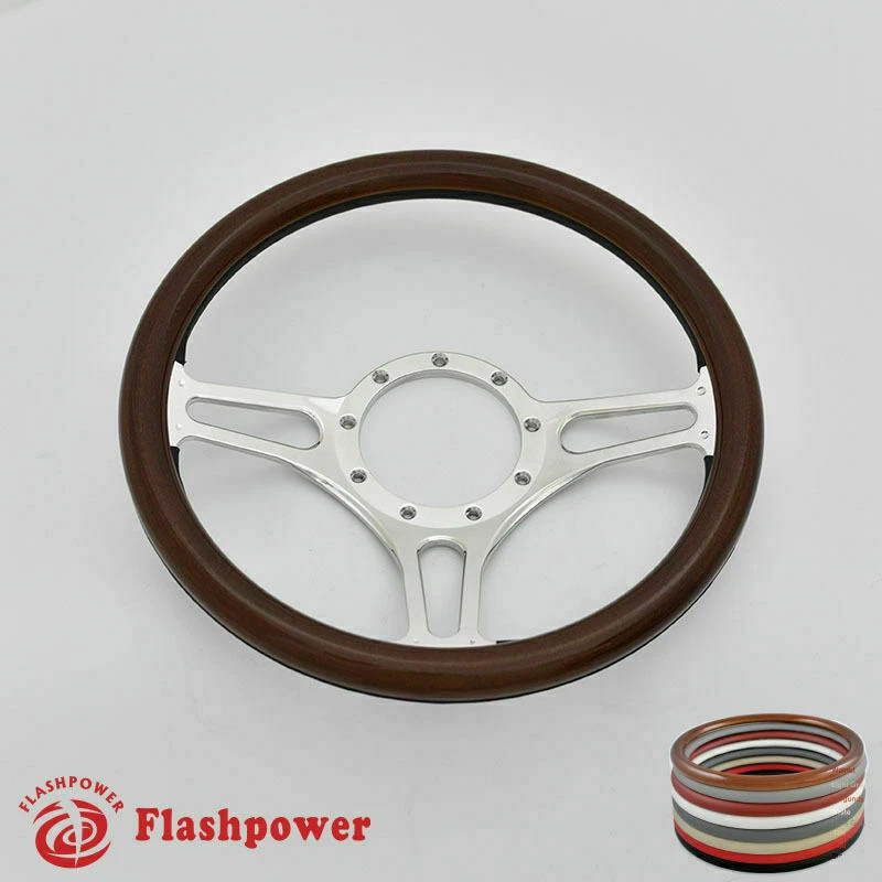 14-дюймовые рули в нормандском стиле из дерева орехового дерева с полной обмоткой для Ford Fairlane Galaxie LTD Ranch - Изображение 4 из 4