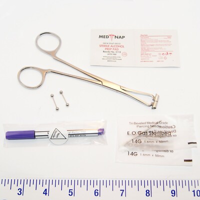 Septum Clamp 14g Piercing 2pcs Barbell Lip Navel Cheek Brow Jewelry Kit