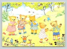 Jean Gilder Medici Society Anthropomorphic Animals Teddy Bear Band Postcard