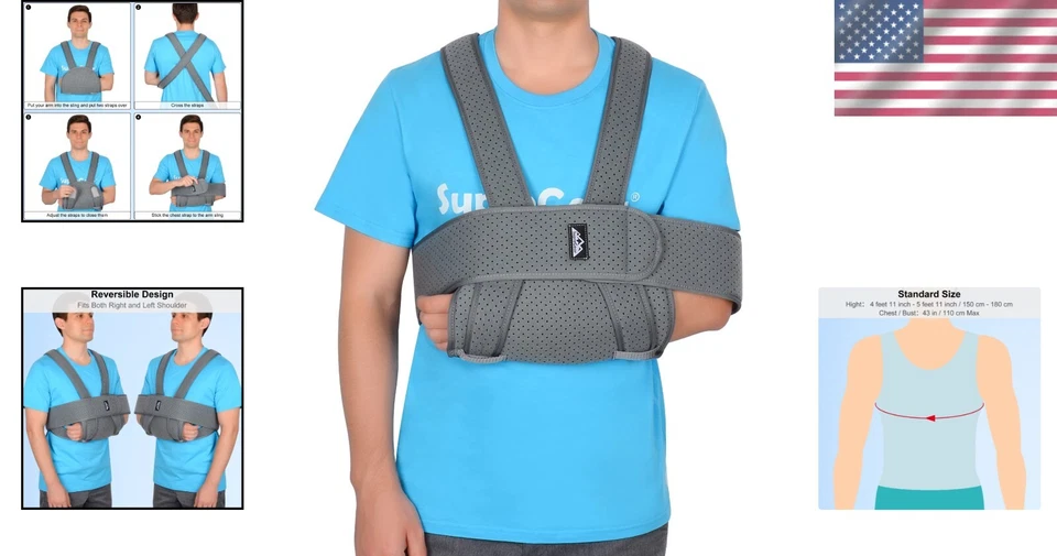 Eslinga inmovilizadora de hombro ergonómica - Ideal para recuperación de lesiones en el brazo noche/día Foto 2 de 4
