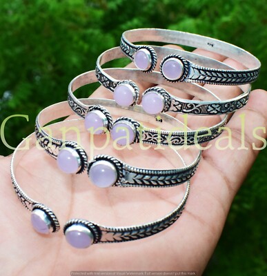Rose Quartz Gemstone Fashion Bangle Wholesale Lot 925 Silver Plated Jewelry