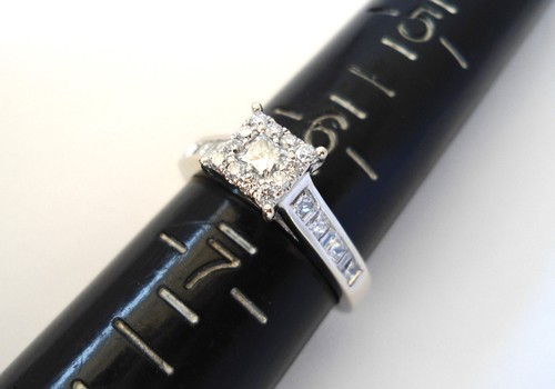 14k Solid White Gold Natural Princess Cut Diamond Ring Band W/Accents - Size 6.5 - Picture 21 of 24