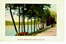 VINTAGE - VIEW FROM WORDEN COVE - HARVEYS LAKE PA - POST CARD -  VG