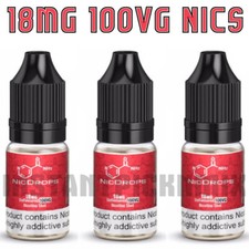 Nicotine Shots 10ml x 20 18mg NicDrops Nicshot Nic Shots 100%VG 100VG E Liquid