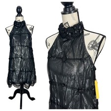 NWT Alice + Olivia Black Halterneck Mini Dress Size M