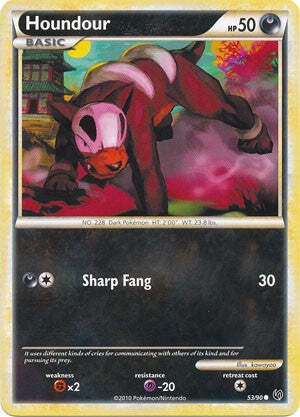 Pokemon Card HeartGold SoulSilver Undaunted 53/90 Houndour