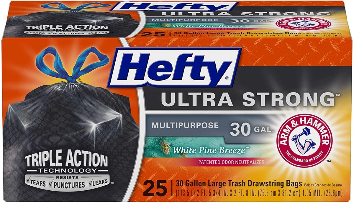 Hefty Ultra Strong 30 Gal. Large Black Trash Bag (25-Count