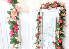2 Pcs ( 90" each ) Artificial Plants  Hangings Small Pink Flowers Vine Garland