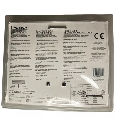 Concept Lighting 105L Cordless LED Picture Light W Remote 7.75”Inch Satin Nickel - 第 2/2 張圖片