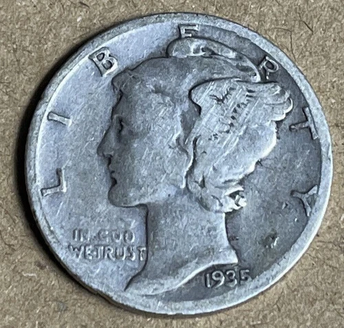 1935 S Mercury Dime circulated 90% Silver  Good G to Very Good VG
