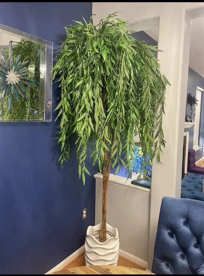 7’ Willow Artificial Tree (Real Touch) w/ Natural Trunk Home Decor. Retail $422 - Image 2 of 4