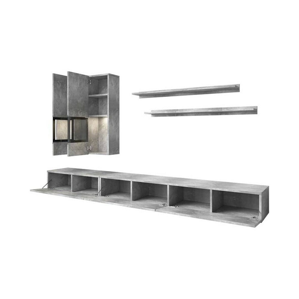 Concrete Grey Living Room Furniture Set Entertainment Unit TV Stand
