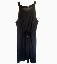 T by Talbots Black Sleeveless Dress Drawstring Waist Stretch Knit XL Petite