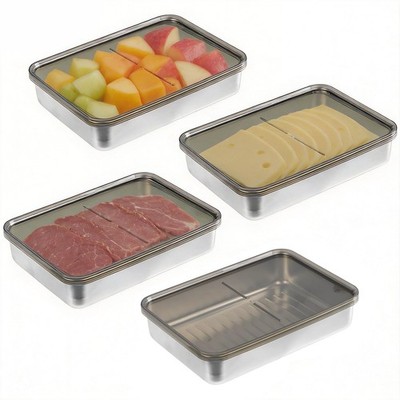 4er Set Aufschnittboxen Fresh Lebensmittel Aufbewahrungsbox mit Sichtdeckel