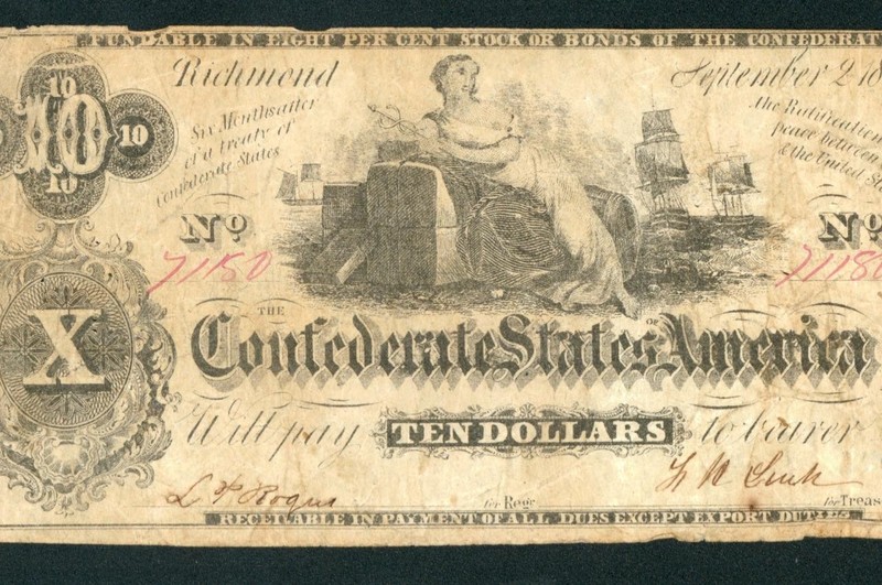 $10 1862 Confederate States of America ** PAPER CURRENCY AUCTIONS