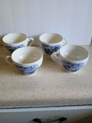 Vintage Royal Warwick Tea Cups, Set Of 4 Lochs Of Scotland Loch Oich England 