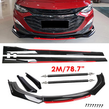 For Chevrolet Malibu Glossy Black Look Red Front Lip Chin Bumper Side Skirt