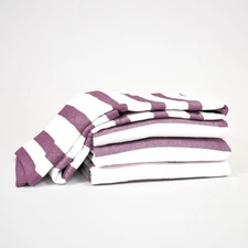 17" x 27" 100% Cotton Kitchen Towel (4 Pack) | Stripe Pattern Eggplant Purple...