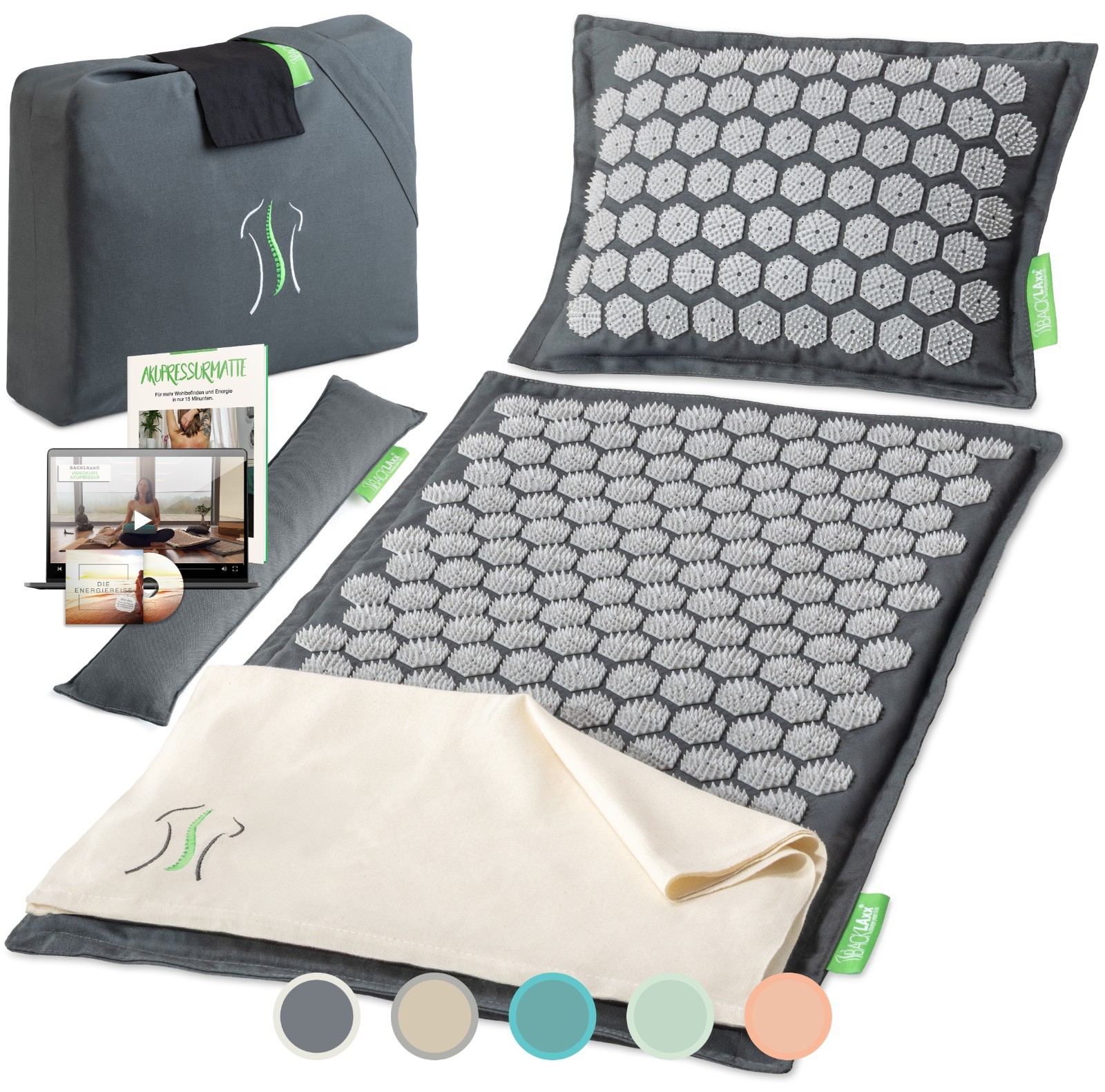 BACKLAxx Akupressurmatte Akupressur Matte Nadelmatte Massagematte Akupunktur