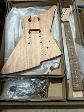 Open Box Leo Jaymz Explorer Style Electric Guitar DIY Project Kit