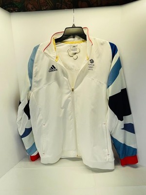 MEN RARE GREAT BRITAIN TEAM ADIDAS 2012 OLYMPIC JACKET WHITE SIZE M MEDIUM 38/40