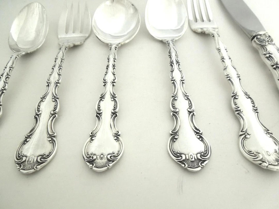 Set di posate da 6 pezzi in argento sterling Gorham con manico ornato - Immagine 4 di 4