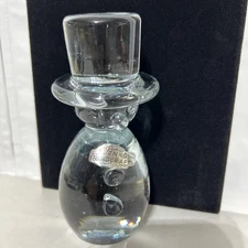 Blenko Glass Company Vintage Clear Glass Snowman Figurine Paperweight Milton WV